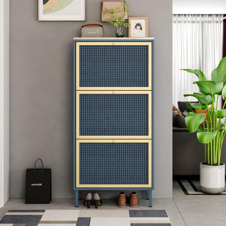 Everly Quinn Pairs Blue Manufactured Wood Shoe Storage Cabinet Wayfair